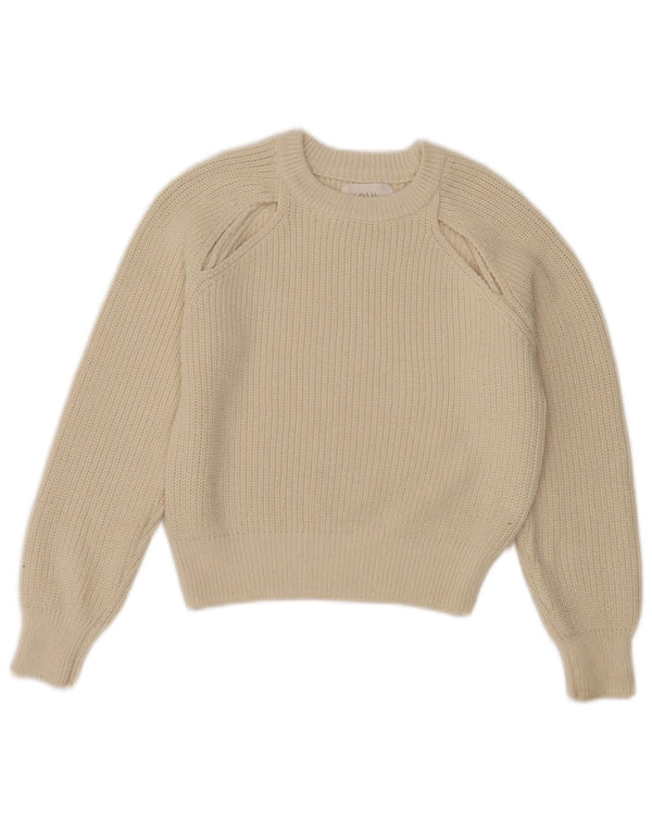 Zara Girls Crop Crew Neck Jumper Sweater 11-12 år Beige Polyester