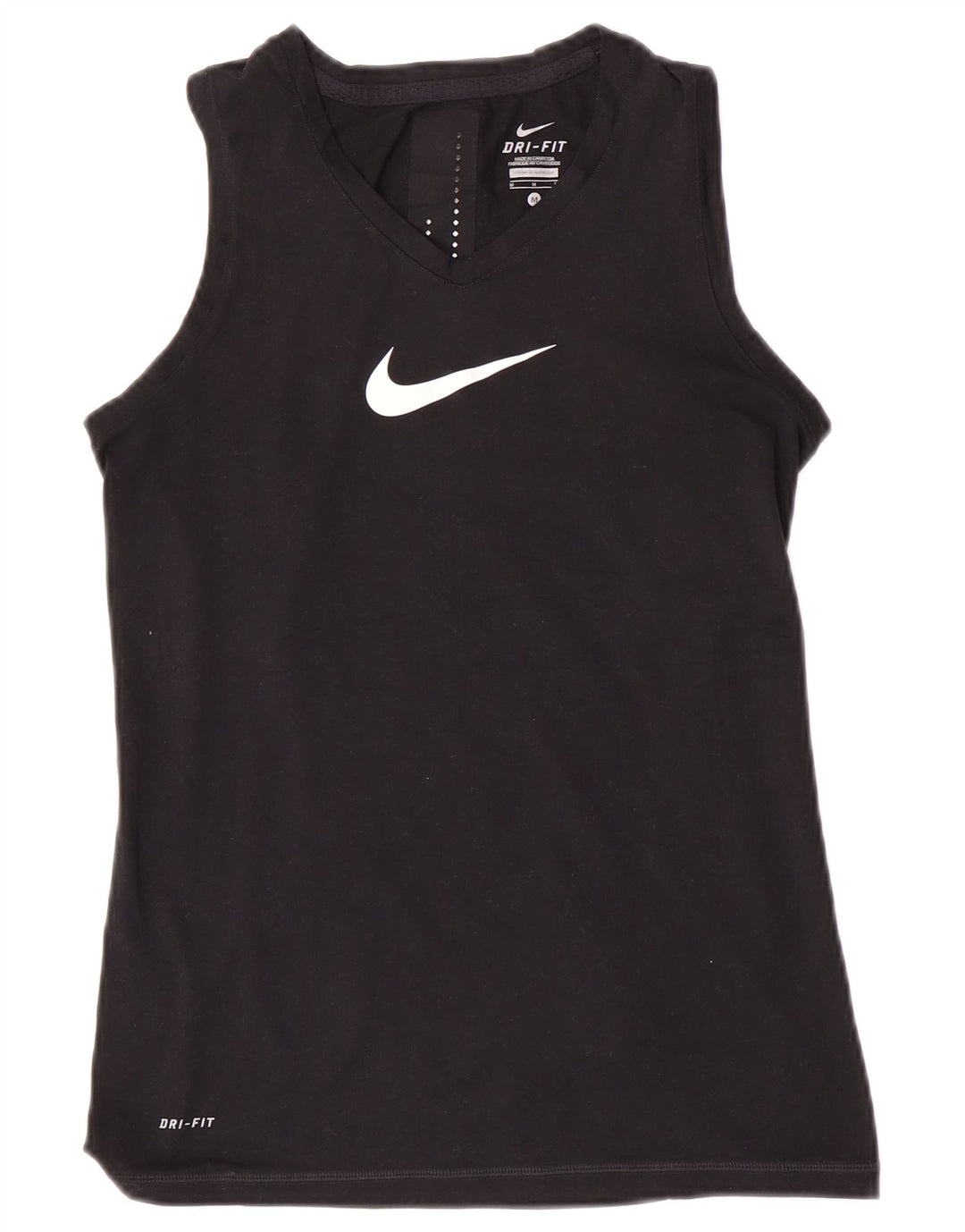 Nike Dame Dri Fit Grafisk Vest Top UK 12 Medium Sort Polyester