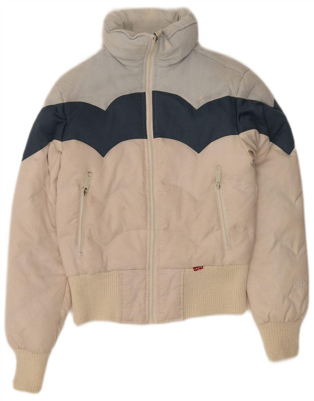 Levi's polstret jakke til kvinder UK 6 XS Hvid Colourblock Polyester
