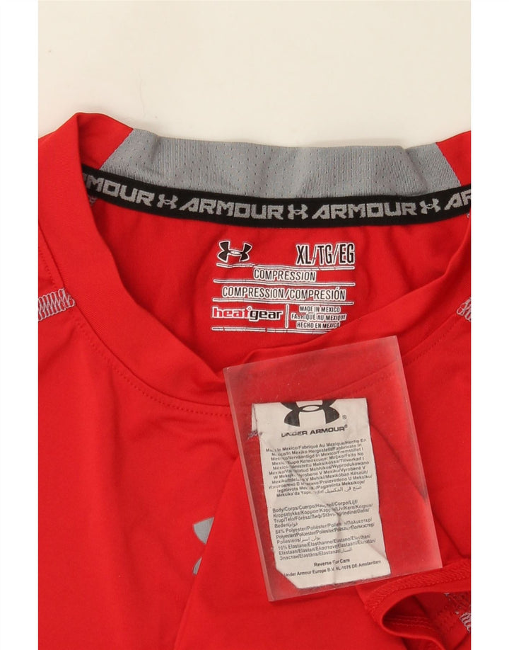 Under Armour Herre Heat Gear Grafisk Top Langærmet XL Rød Polyester