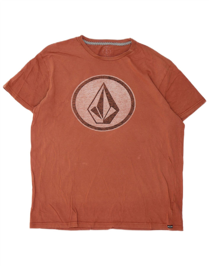 Volcom Herre Grafisk T-Shirt Top Stor Brun Bomuld