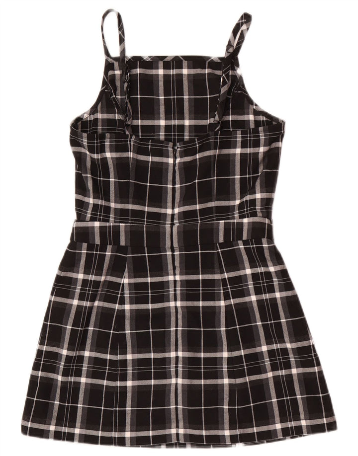 Superdry Womens Pinafore Dress UK 8 Small Black Plaid Polyester