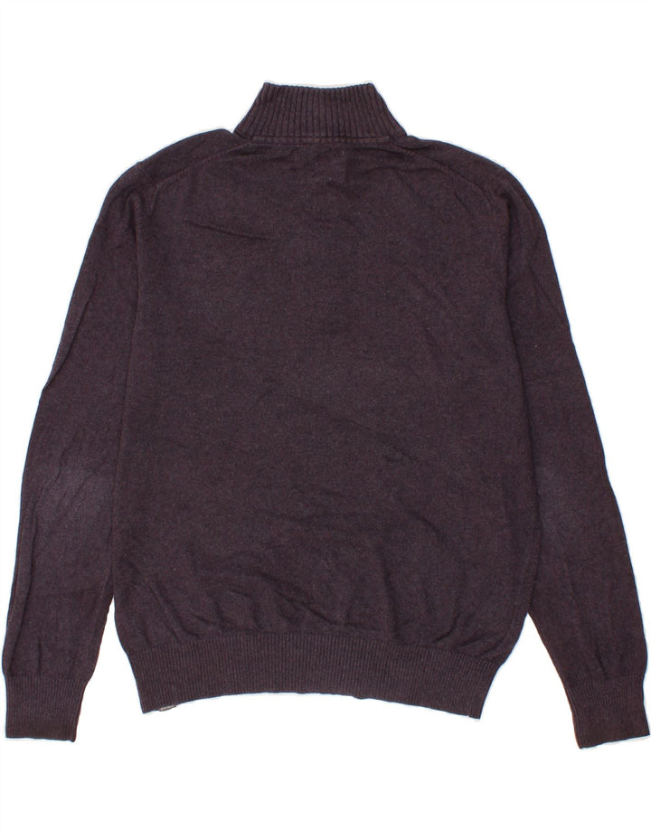 EDDIE BAUER Mens Zip Neck Jumper Sweater Medium Purple Cotton Vintage Eddie Bauer and Second-Hand Eddie Bauer from Messina Hembry 