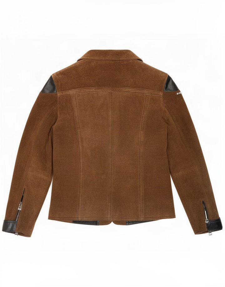 Gypsy Dame Ruskind 1 Knap Blazer Jacket UK 18 XL Brunt Læder