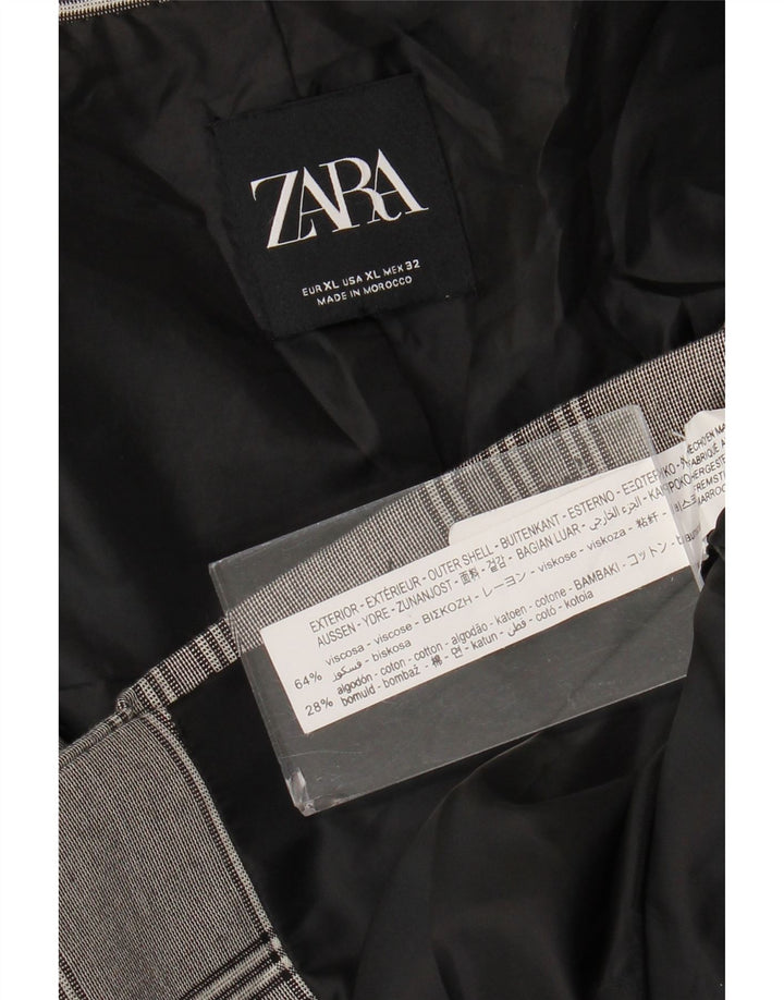 ZARA Dame 2-knaps oversize blazerjakke UK 18 XL Grå ternet viskose