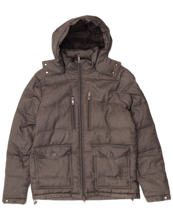 Liu Jo Herre hættepolstret jakke UK 36 Medium Grey Polyester