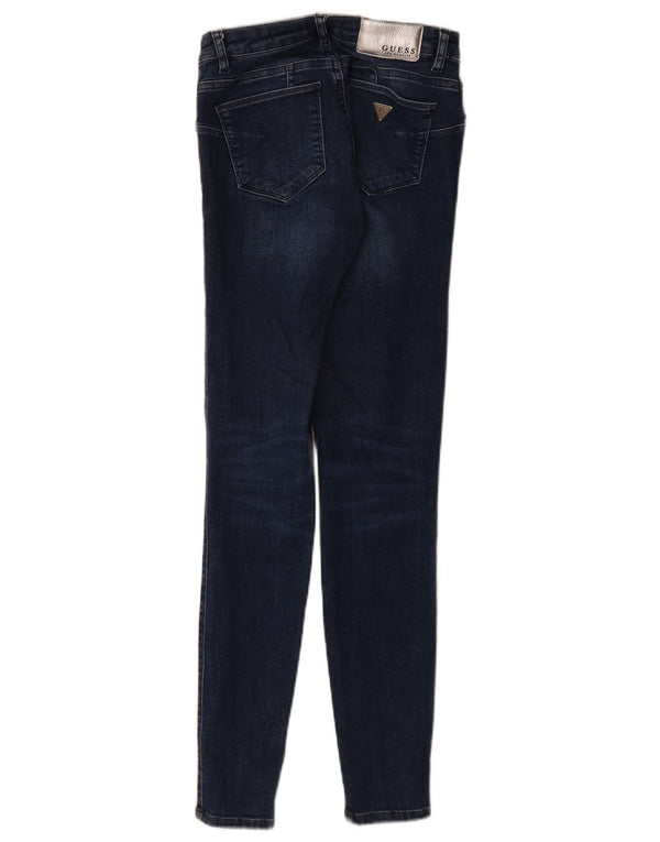 Guess Womens Curve X Mid Rise Skinny Jeans W25 L30 Blue Cotton