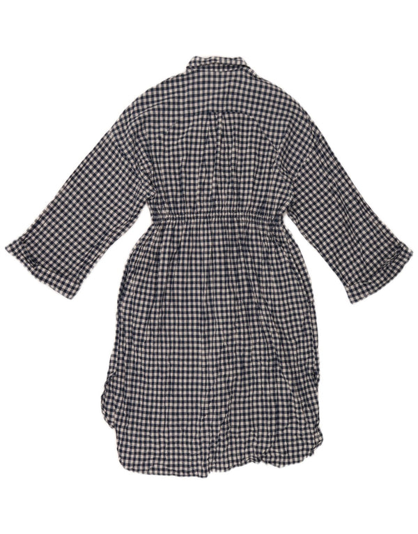 Zara Dame Langærmet Batwing Shirt Dress UK 10 Small Blue Check
