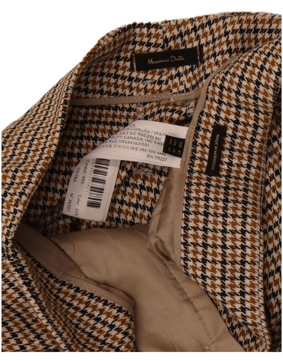 Massimo Dutti Chinobukser til kvinder EU 42 Large W32 L32 Brown Houndstooth