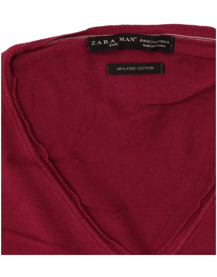 Zara Herre V-hals sweater Medium Pink Bomuld