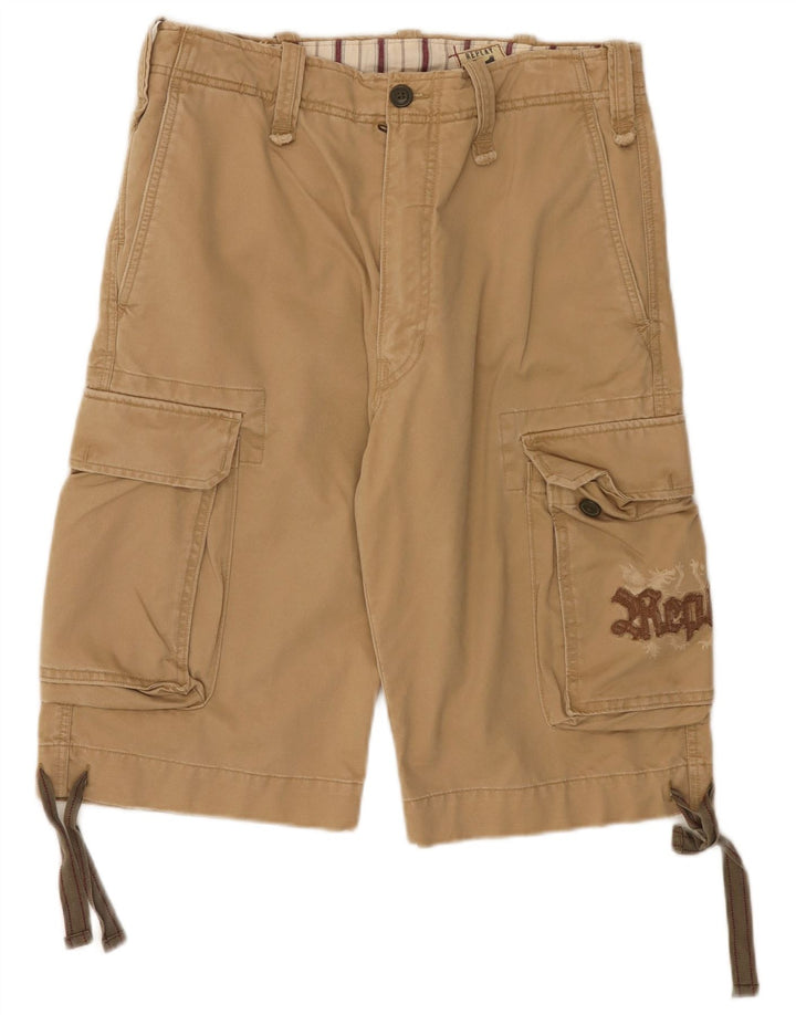 Replay Herre Graphic Cargo Shorts W31 Medium Beige Bomuld