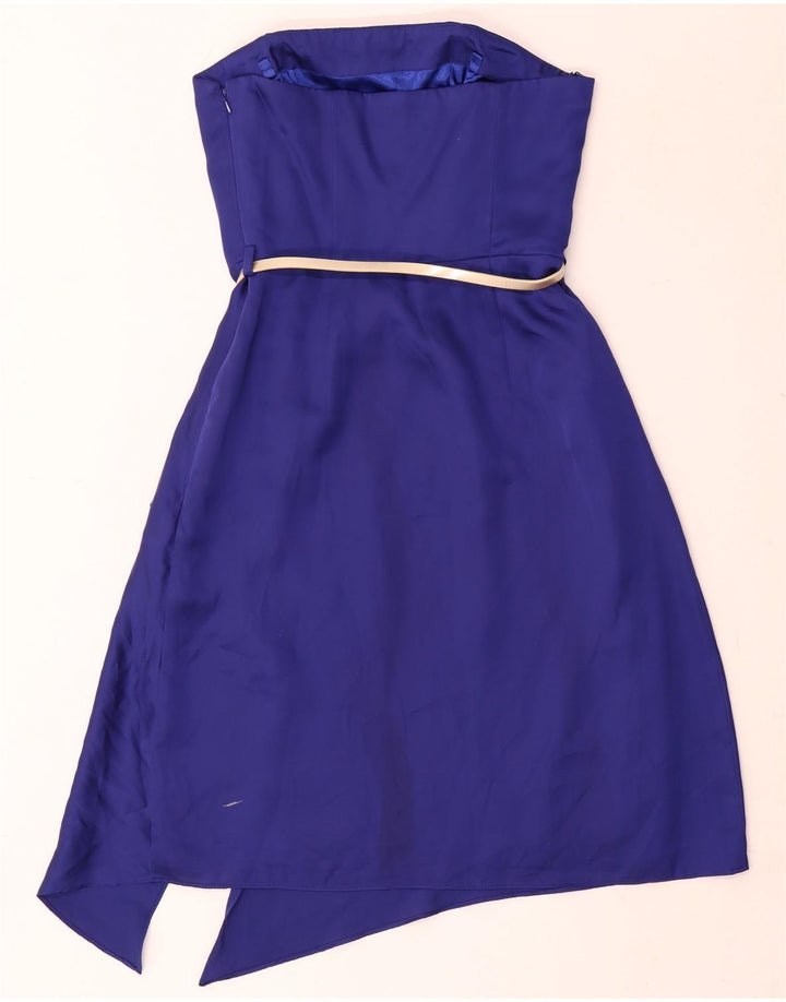Coast Womens Asymmetrisk Stropløs Kjole UK 6 XS Blå Polyester