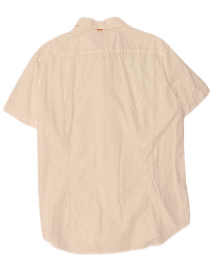 HUGO BOSS Mens Short Sleeve Shirt XL White Cotton