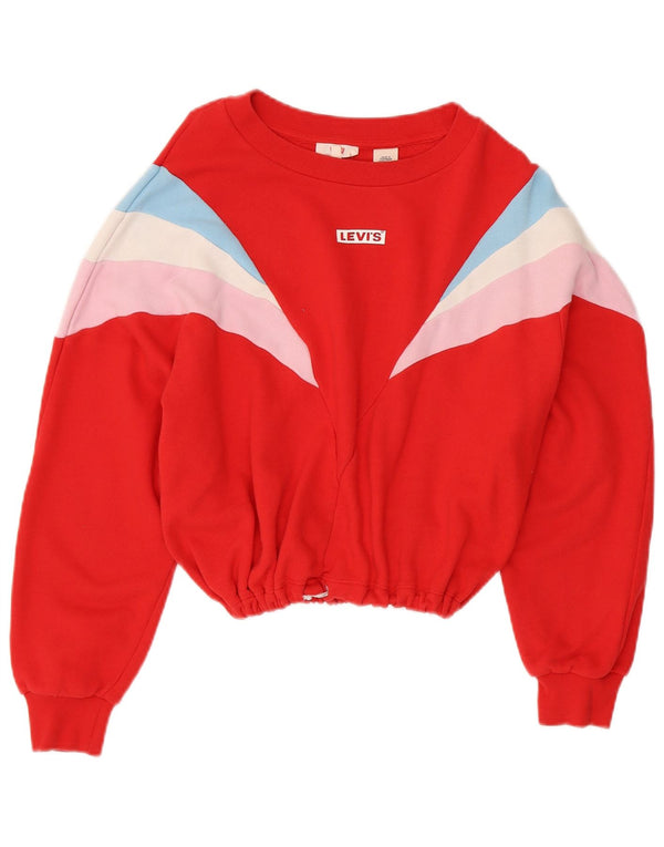 LEVI'S Dame Oversized Sweatshirt Jumper UK 10 Lille rød farveblok