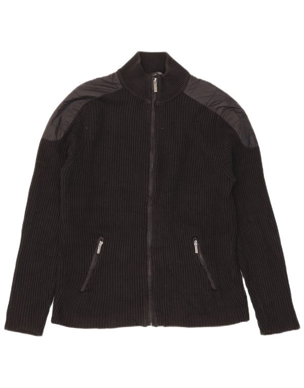 Zara Herre Cardigan Sweater Medium Sort Colourblock Bomuld