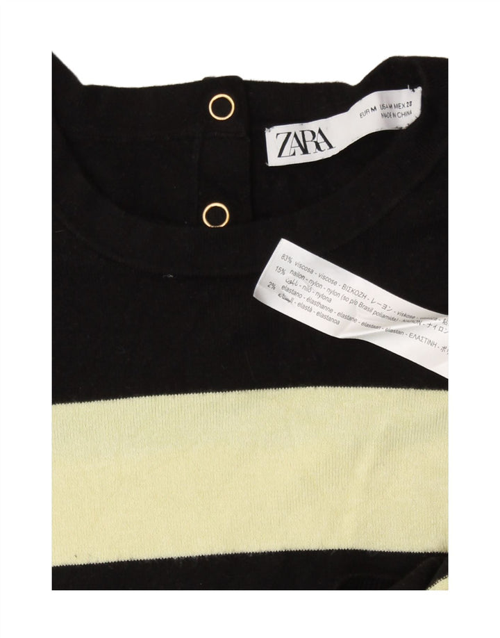 Zara sweater med rund hals til kvinder UK 12 Medium Sort Colourblock