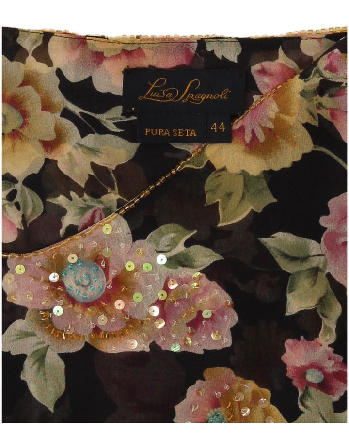 Luisa Spagnoli Dame Off Shoulder Bluse Top IT 44 Medium Black Floral