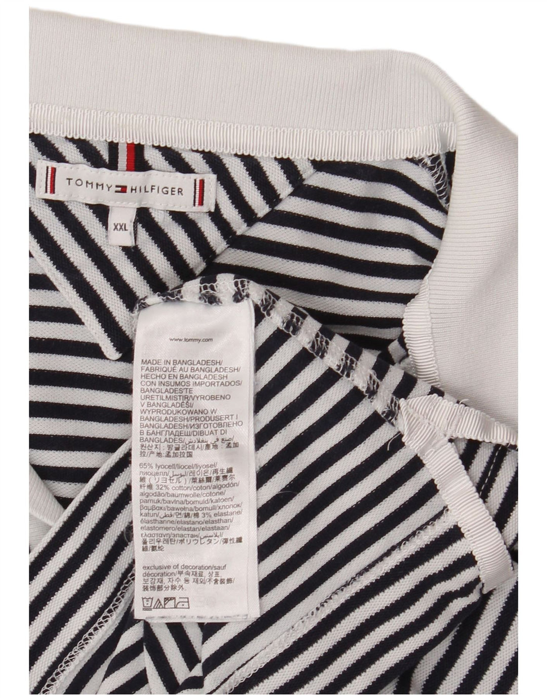 TOMMY HILFIGER Dame poloshirt UK 20 2XL Marineblå Stribet Nautical