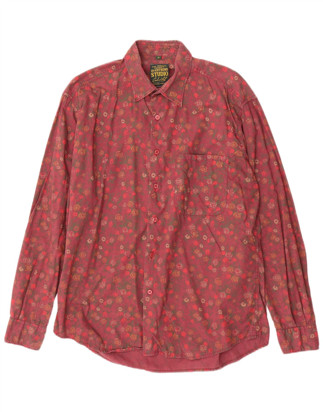 VINTAGE Herreskjorte Medium Pink Floral Bomuld