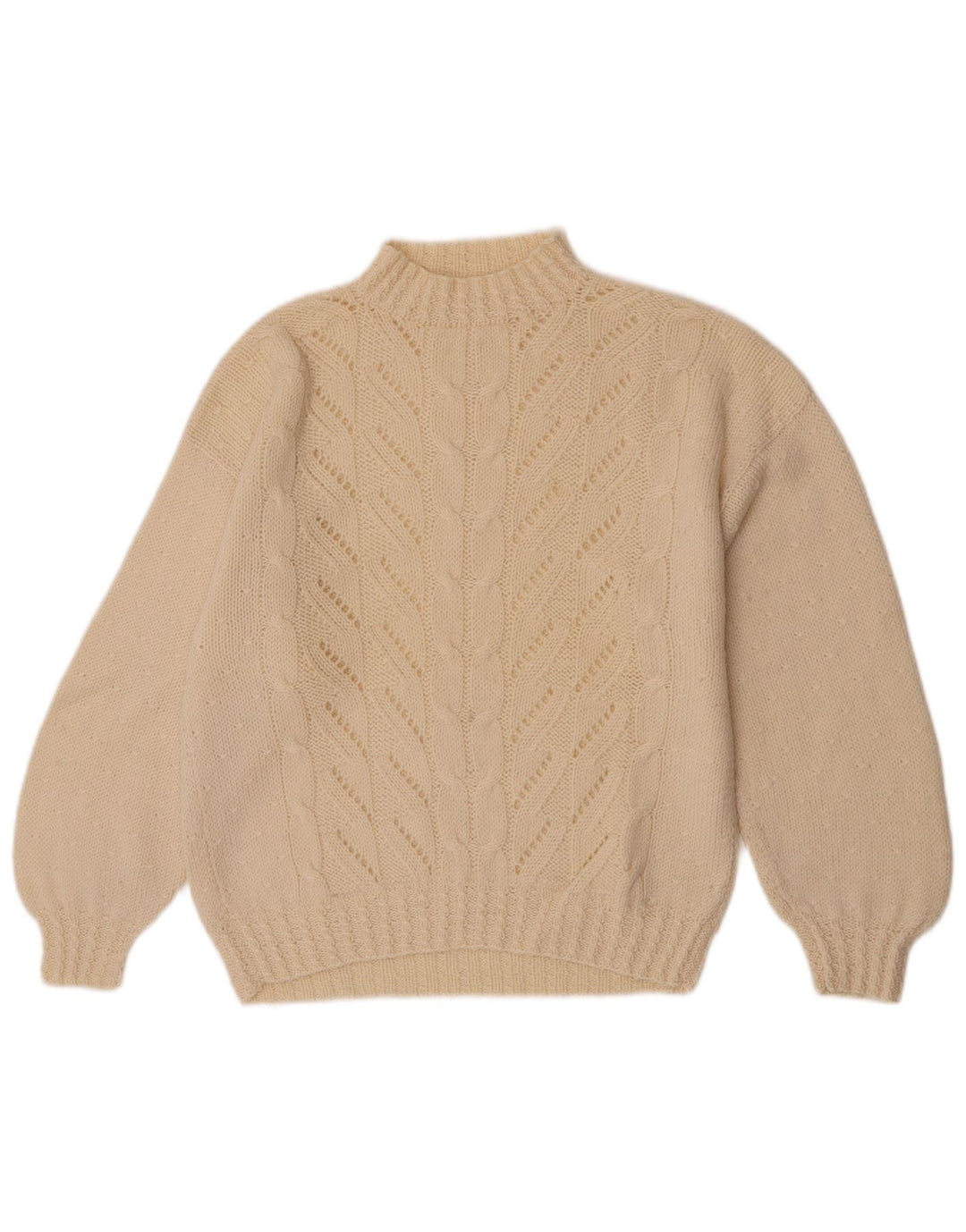 Vintage Dame Turtle Neck Jumper Sweater UK 14 Medium Off White