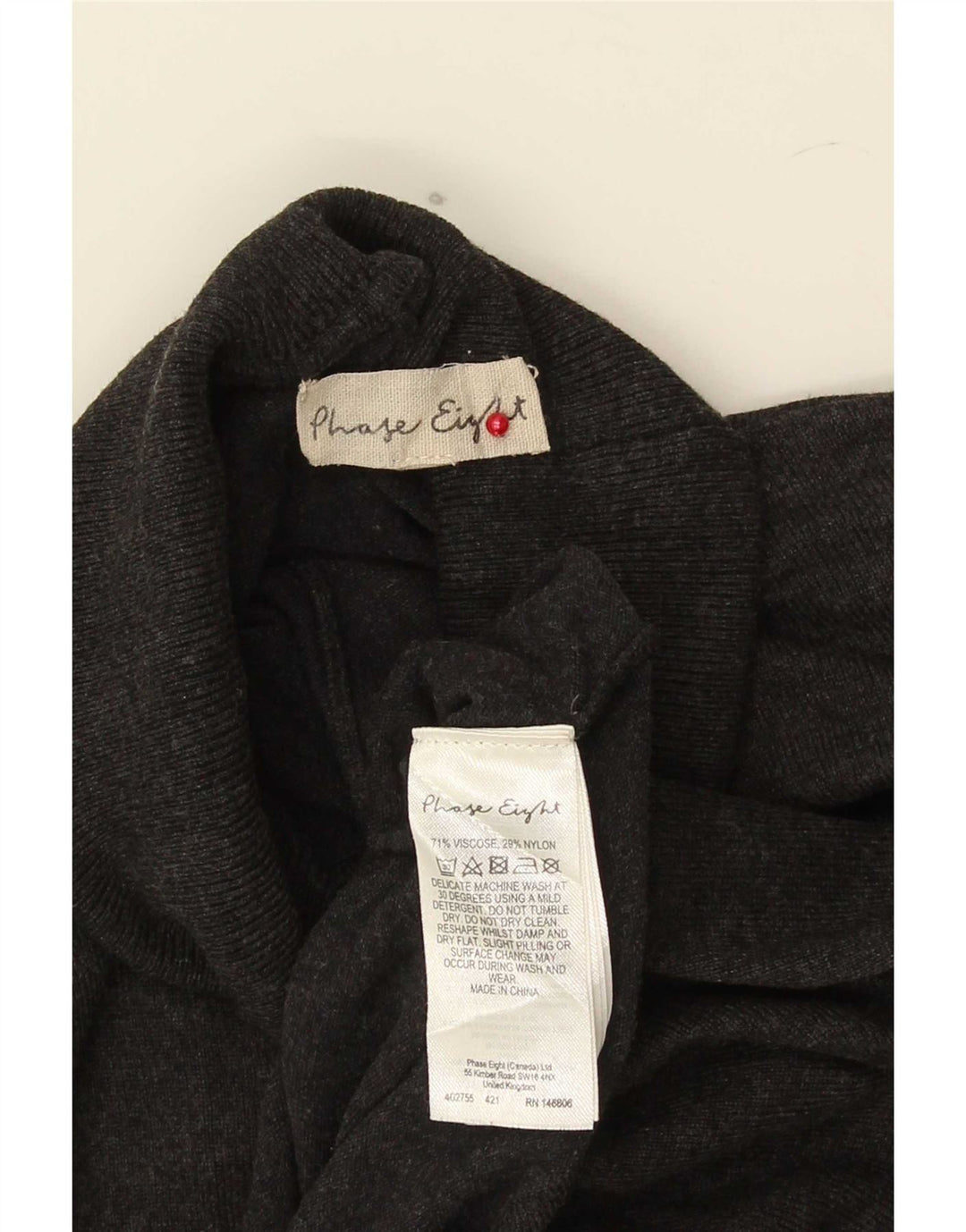 Phase Eight Dame Crop Roll Neck Jumper Sweater UK 14 Large Grey