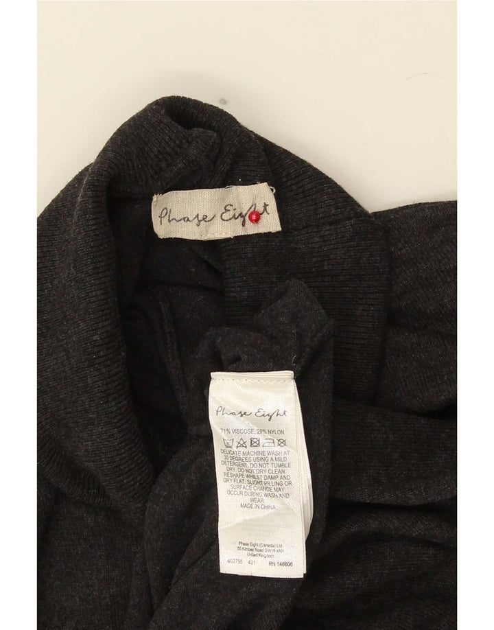 Phase Eight Dame Crop Roll Neck Jumper Sweater UK 14 Large Grey