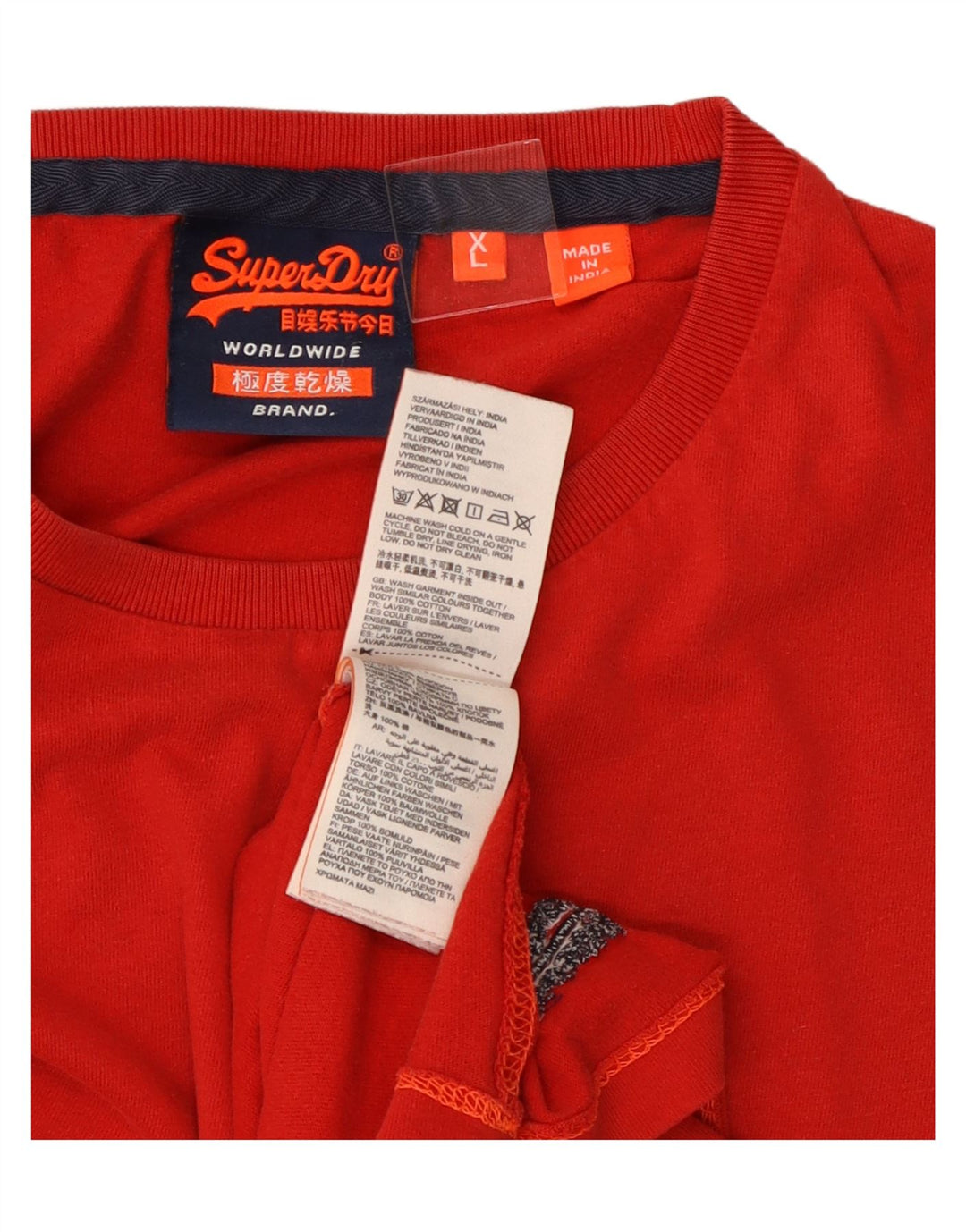 SUPERDRY Herre T-Shirt Top XL Rød Bomuld