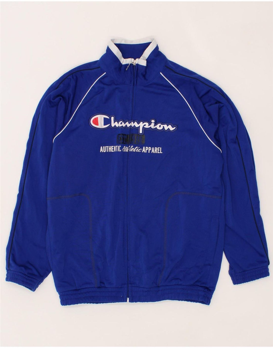 CHAMPION Boys Graphic Tracksuit Top Jacket 11-12 Years Large Blue Vintage Champion and Second-Hand Champion from Messina Hembry 