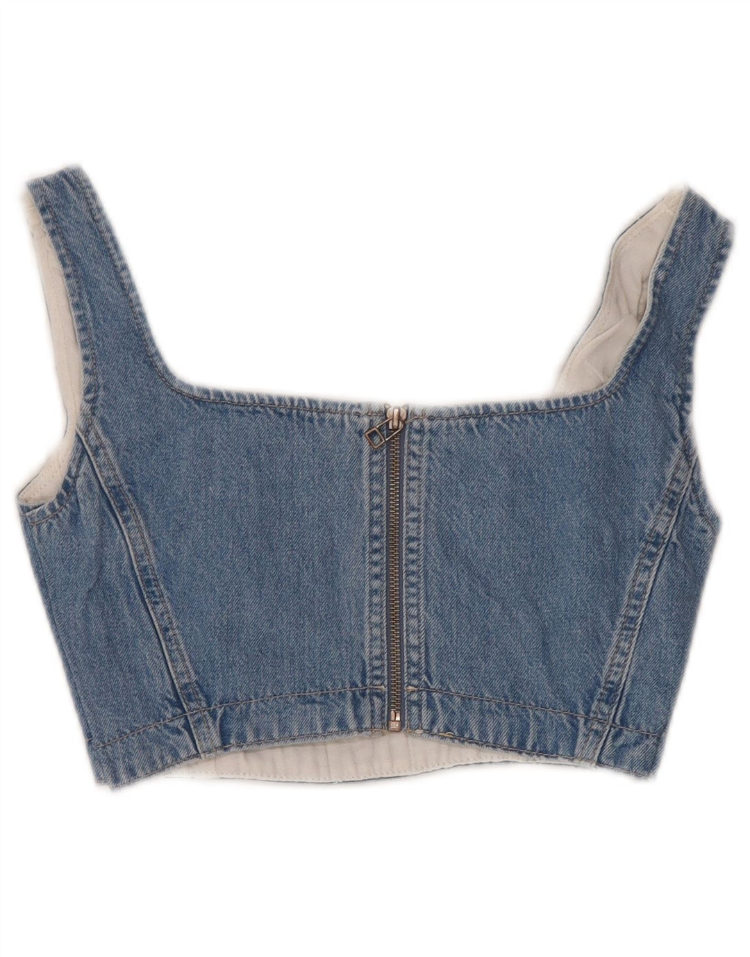 CALVIN KLEIN JEANS Dame ærmeløs denim Crop Top UK 6 XS Blå