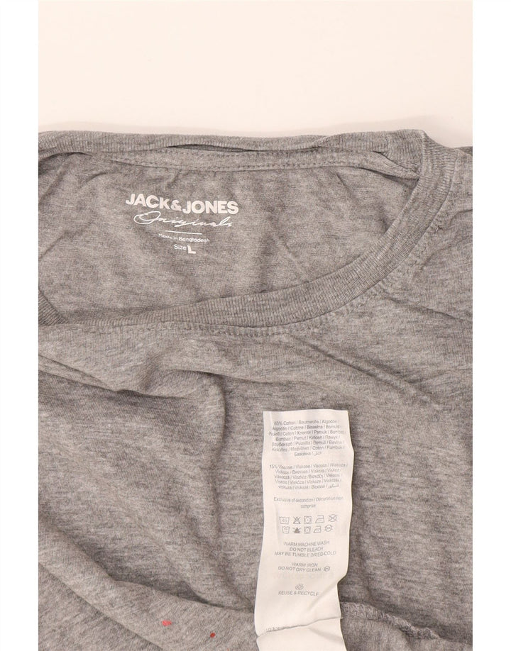 Jack & Jones Herre T-Shirt Top Stor Grå Flecked Bomuld