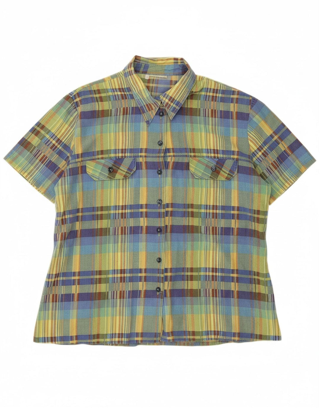 VINTAGE Womens Short Sleeve Shirt UK 16 Large Multicoloured Check