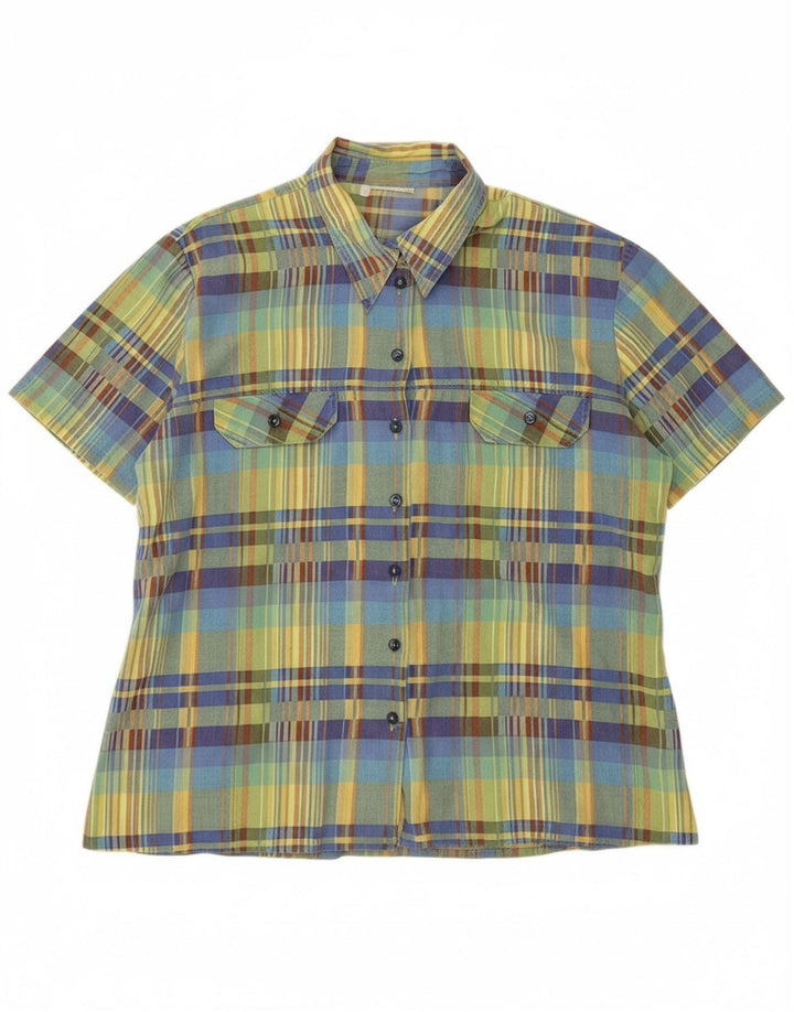 VINTAGE Womens Short Sleeve Shirt UK 16 Large Multicoloured Check
