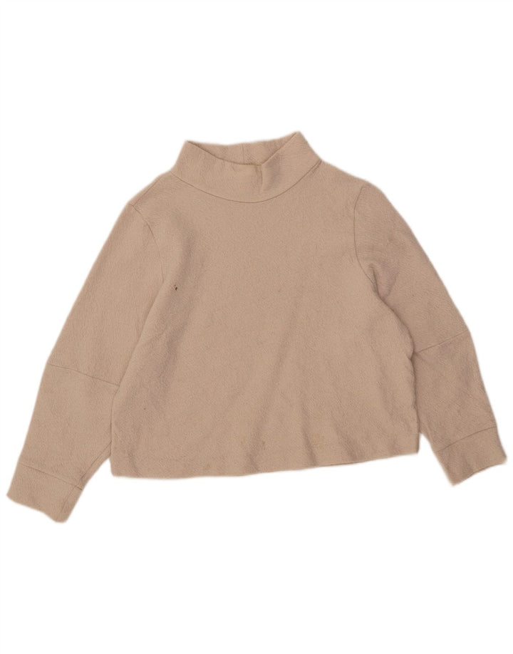 Cos Dame 3/4-ærmet skjortetrøje med skildpaddehals UK 14 Medium Beige Uld