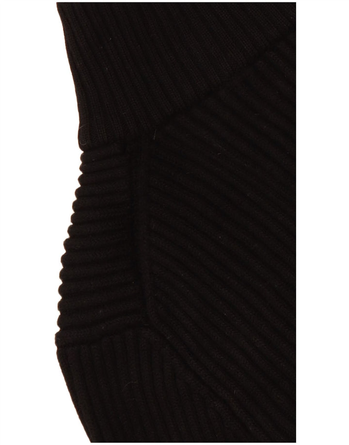 Hugo Boss Dame Zip Neck Jumper Sweater UK 14 Large Black Virgin Wool