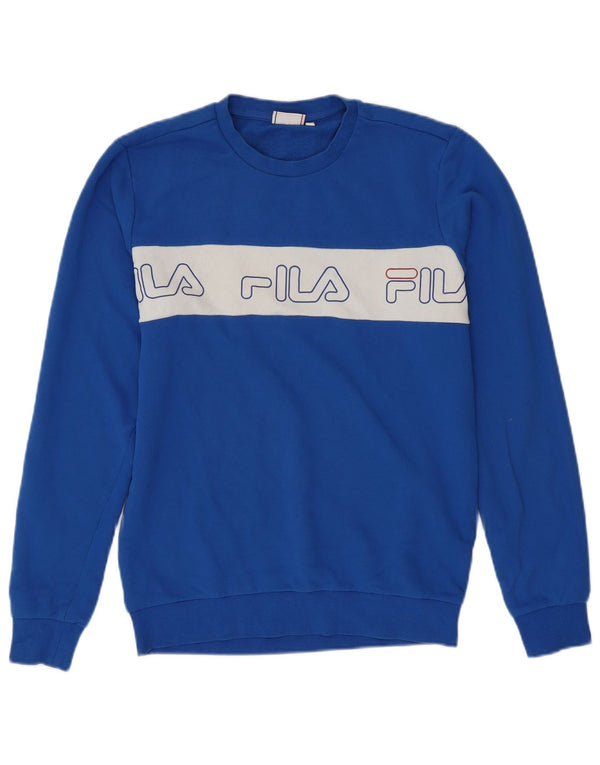 FILA Herre grafisk sweatshirt Jumper Medium Blue Colourblock Bomuld