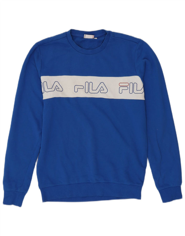 FILA Herre grafisk sweatshirt Jumper Medium Blue Colourblock Bomuld