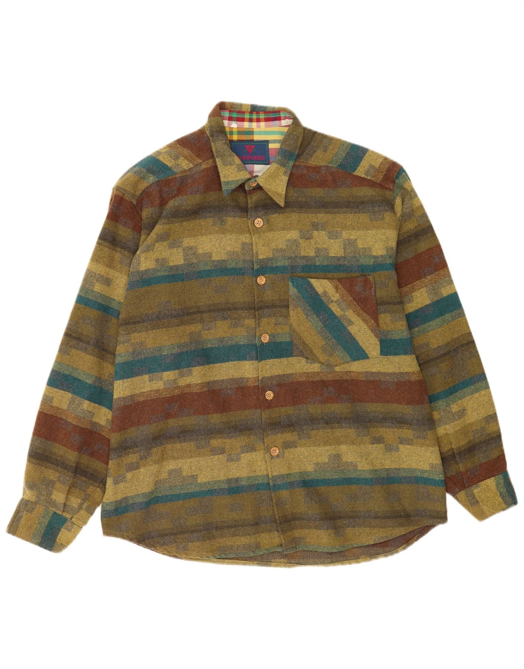 Massaro Herre Flanelskjorte Stor Khaki Stribet