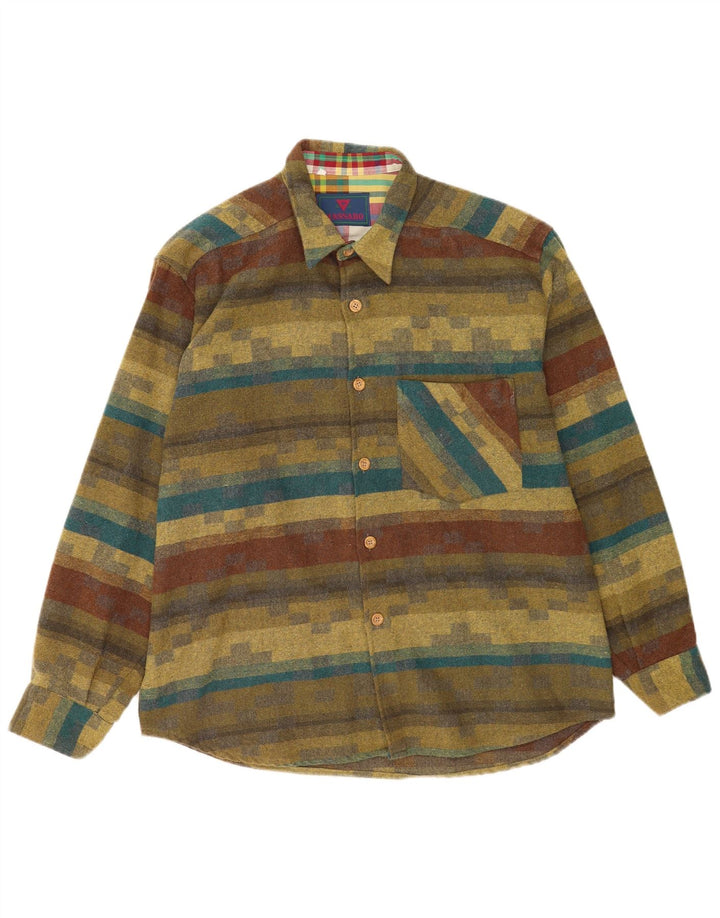 Massaro Herre Flanelskjorte Stor Khaki Stribet