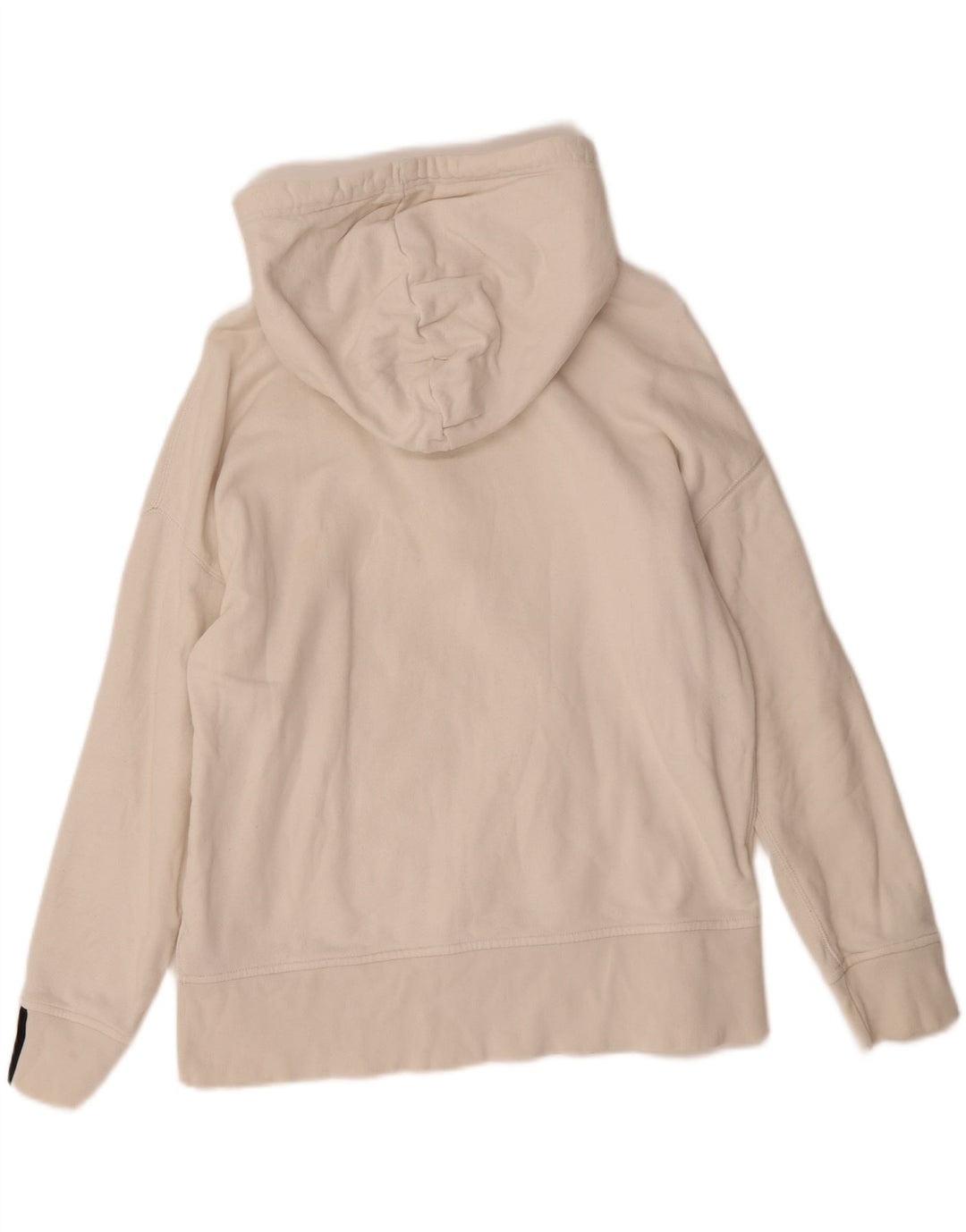 ADIDAS Womens Oversized Hoodie Jumper UK 12 Medium Off White Cotton Vintage Adidas and Second-Hand Adidas from Messina Hembry 
