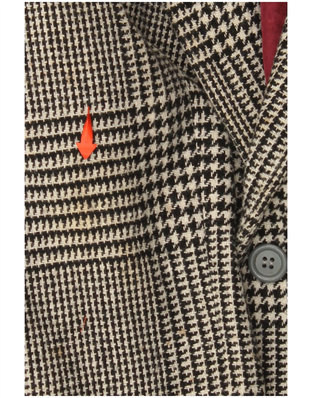 VINTAGE Blazerjakke til mænd med 2 knapper IT 52 XL Sort Houndstooth Uld