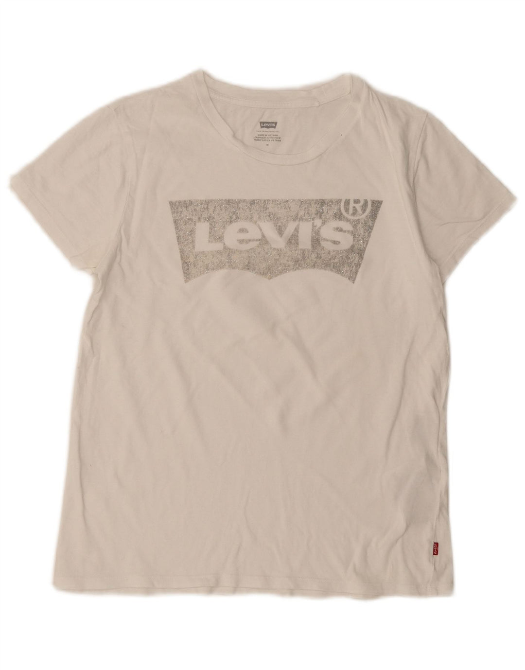 Levi's Grafisk T-shirt top til kvinder UK 12 Medium hvid bomuld