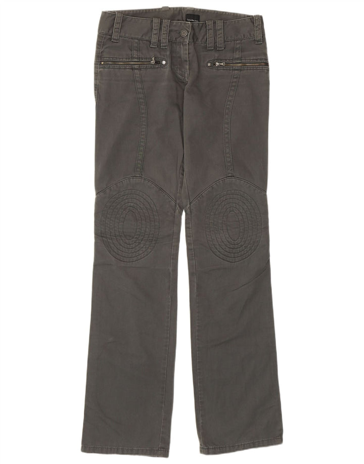 CALVIN KLEIN Lige fritidsbukser til kvinder W27 L34 Grå bomuld