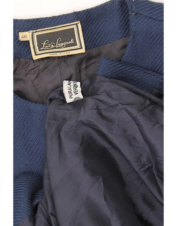 Luisa Spagnoli Dame 5-knaps blazerjakke IT 46 Large Blue Virgin Wool