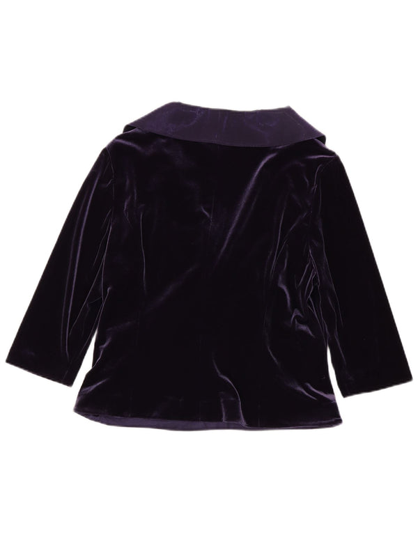 Menuet Dame 3/4 ærmet fløjl bluse Top UK 16 Stor lilla polyester