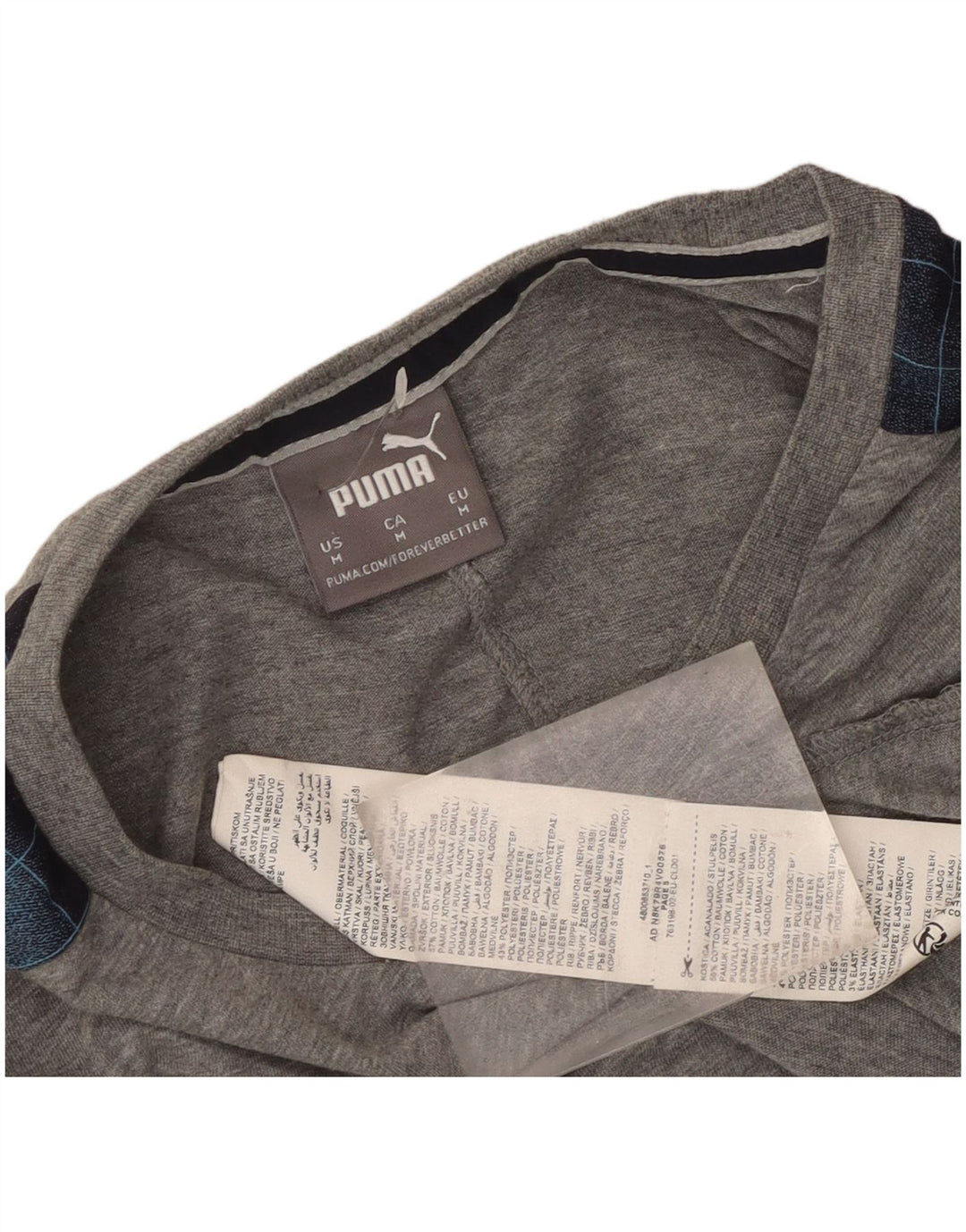 Puma Herre T-Shirt Top Medium Grå Colourblock Bomuld