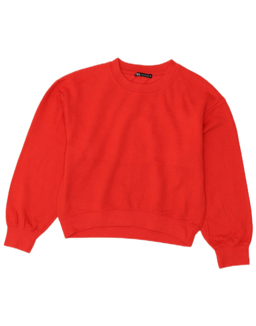 Zara Womens Crop Sweatshirt Jumper UK 14 Medium Rød Polyester