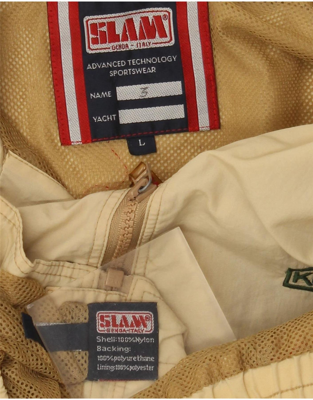 Slam Herre Bomber Jacket UK 40 Stor Beige Nylon