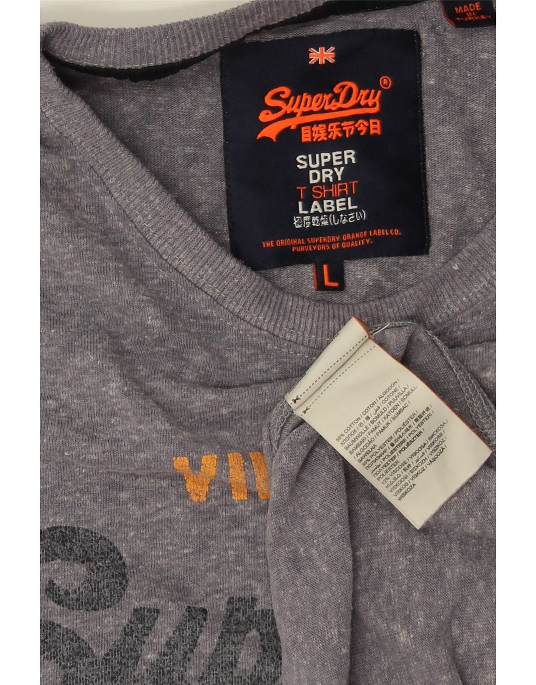 SUPERDRY Grafisk T-shirt top til mænd, stor grå flækket bomuld