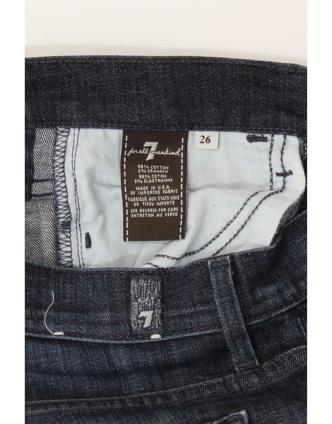 7 For All Mankind Damer Mid Rise Bootcut Jeans W26 L30 Navy Blue