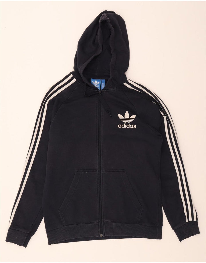 ADIDAS Mens Zip Hoodie Sweater Medium Navy Blue Vintage Adidas and Second-Hand Adidas from Messina Hembry 